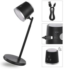 Lampă LED reîncărcabilă dimabilă de masă 4 în 1 LED/6W/3,7V 3000K/4000K/6500K negru