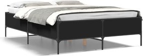 vidaXL Cadru de pat, negru, 120x200 cm, lemn prelucrat și metal