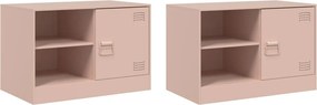 vidaXL Dulapuri TV 2 buc Roz 67x39x44 cm Otel