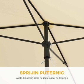 Outsunny Umbrelă pentru Grădină cu Înclinare Reglabilă și Stâlp din Aluminiu, 198x130x245 cm, Bej | Aosom Romania