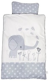 Lenjerie de pat bebelusi Elefantastic Gri BabyDan 100 x 130 cm