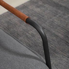 Scaun industrial capitonat HOMCOM, fotoliu tapitat, scaun de living cu brate invelite in piele PU si picioare din otel, gri | Aosom RO
