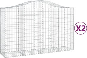 vidaXL Coșuri gabion arcuite 2 buc, 200x50x120/140 cm, fier galvanizat
