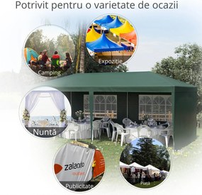 Outsunny Cort de Grădină cu Orificii de Drenaj, Pereți Detașabili și Ferestre, 6x3 m, Verde | Aosom Romania