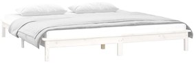 Cadru de pat cu LED, mic dublu 4FT, alb, 120x190 cm, lemn masiv Alb, 120 x 190 cm