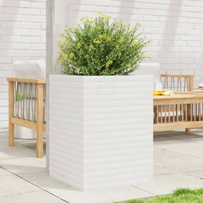vidaXL Jardinieră de grădină, alb, 50x50x68,5 cm, lemn masiv de pin