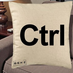 Perna Personalizata Tasta Ctrl Tipografie Bold, 40x40 cm, Bej, Husa Detasabila, Perna Inclusa, BEKZ®
