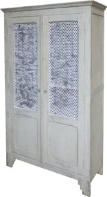 Dulap vintage pentru lenjerie din lemn de pin, finisaj crem antichizat, H184/L113/l44,5 cm, „Old French”