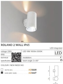 Aplica LED pentru iluminat exterior IP65 ROLAND 2 WH