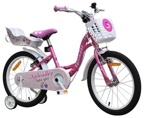Bicicleta pentru copii NOVOKIDS™ Splend'Or Boom PRO Edition, Cu cosulet pentru papusi, Roti 20" inch, Maxim 50 kg, Cadru din otel, Roti ajutatoare