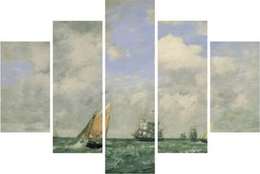 Tablou - Eugène Boudin, Ships and Sailing Boats Leaving Le Havre, reproducere (150x105 cm)