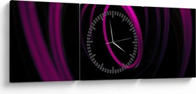 Tablou - linii violete (cu ceas) (90x30 cm)
