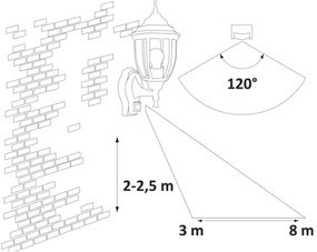 Rabalux 8458 - exterior Corp de iluminat cu senzor NIZZA 1xE27/60W/230V