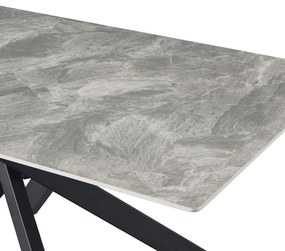 Masa dining, gri deschis neagra, 160x90 cm, ZENOS