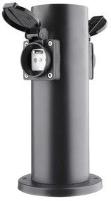 Solight PG10B - Stâlp exterior 2 prize 230V IP44 negru rotund