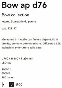 Aplica de perete LED Bow ap d76 Brunito