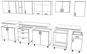 Set Bucatarie Karo haaus V28, Lemn Natural/Alb, Blat Thermo 28 mm, L 320 cm