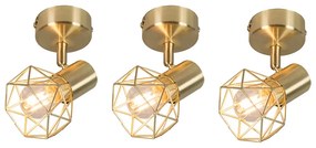 Set de 3 spoturi Art Deco cu braț pivotant și înclinabil din alamă - Mosh