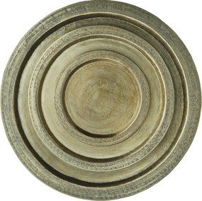 Set 3 tăvi rotunde din aluminiu forjat manual, D28/42/58 cm, „Artisan"
