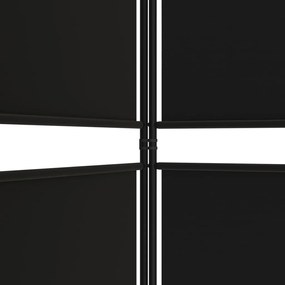 Paravan de camera cu 3 panouri, 200x200 cm, textil Negru, 200 x 200 cm, 1