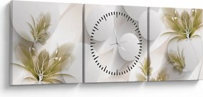 Tablou - 3D cercuri cu flori (cu ceas) (90x30 cm)
