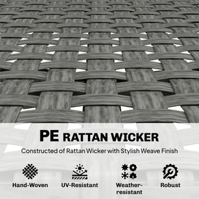 Outsunny Bancă de grădină 2 locuri din rășină împletită și oțel, cu cotiere, spătare și picioare reglabile, 110x58x78cm, gri | Aosom Romania