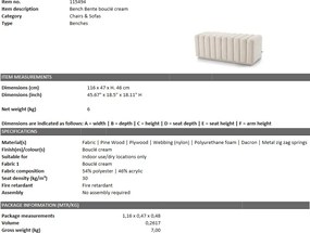 Bancheta design LUX Bente, boucle crem 115494 HZ