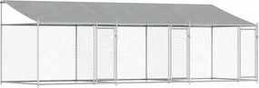 vidaXL Cușcă câini cu acoperiș și uși, gri, 6x2x2 m, oțel galvanizat