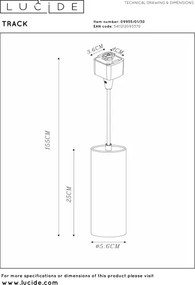 Lucide 09955/01/30 -Lampă suspendată cu cablu pentru sistem cu șină TRACK 1xG10/M16/50W/230V