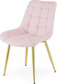 Roz scaun bucatarie BERA din catifea cu picioare aurii