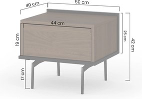 Noptieră Zenar cu sertar 50 cm - nuc elegant / negru