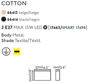 Aplica de perete ambientala design modern COTTON Square 2L bej