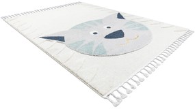 Covor YOYO GD80 alb / gri - Tigru pentru copii, structural, senzorial Franjuri