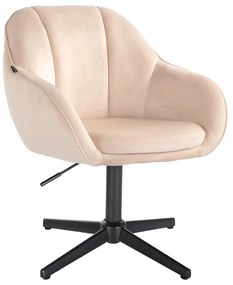 HR2055CROSS Scaun Crem din Catifea cu Bază Neagră