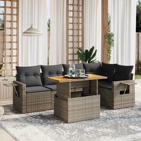 3271746 vidaXL Set mobilier grădină cu perne, 6 piese, gri, poliratan