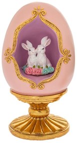 Decoratiune Ou din rasina Pink Bunny Couple