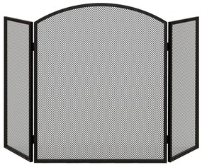 HOMCOM Paravan pliabil pentru șemineu, 3 panouri, ecran pentru șemineu cu structură din oțel 96x62 cm Negru | Aosom Romania