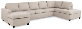 Colțar Scandinavian Choice C161Beige, Negru, 344x199x80cm, Picioare: Plastic