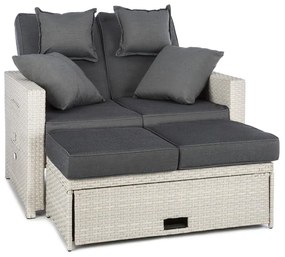 Zona de confort Rattan canapea pentru camera de zi, cu două locuri, din răchită 121x86x99cm 10cm, plianta siextensibila, alba