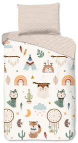 Lenjerie de pat pentru copii bej din bumbac pentru pat de o persoană 140x200 cm Remi – Good Morning