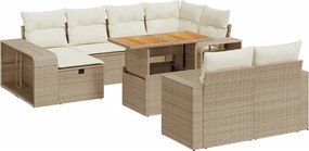 vidaXL Set canapele de grădină cu perne, 11 piese, bej, poliratan