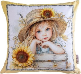 decoDoma Set de 3 fețe pernuțe SUNFLOWERS 45 x 45 cm