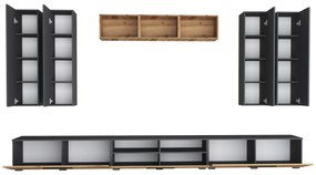 Living haaus Haga V4, Antracit/Stejar Wotan, L 360 cm