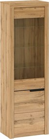 Vitrina TORONTA A1, stejar wotan, DTD laminat, deschidere stanga, 63x4