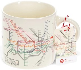 Cană bej din ceramică 350 ml Heritage Tube Map – Rex London