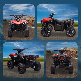 AIYAPLAY ATV 6V pentru Copii, Mașinuță Electrică cu 4 Roți cu Muzică și Faruri LED, pentru Vârstele 3-8 Ani, Băieți și Fete, Roșu | Aosom Romania