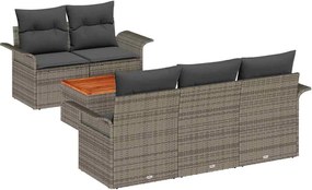 vidaXL Set de canapele pentru grădină cu pernă 6 pcs Gri poliratan