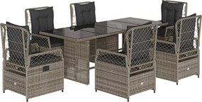 vidaXL Set mobilier de grădină cu perne, 7 piese, gri, poliratan