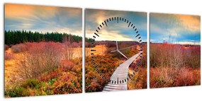Tablou - Peisaj de toamnă - drum (cu ceas) (90x30 cm)