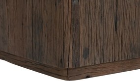 Măsuță de cafea pătrată din lemn reciclat, natur, cu bază plină și aspect rustic, finisaj mat, 39 x 70 x 70 cm, „Dravon” – Ethnic Collections